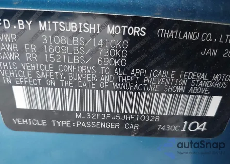 2018 Mitsubishi Mirage G4 Es из США, поврежденный, VIN ML32F3FJ5JHF10328